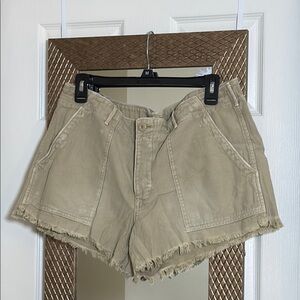 American Eagle Outfitters Tan Cargo Shorts Frayed Hem